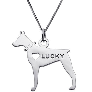 Silver Plated Doberman Silhouette Necklace