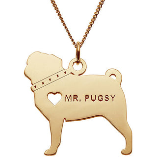 14K Gold Plated Pug Silhouette Necklace