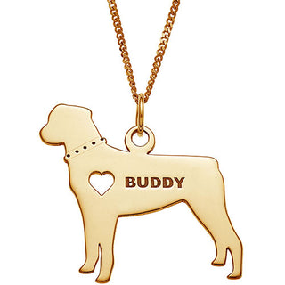 14K Gold Plated Rottweiler Silhouette Necklace