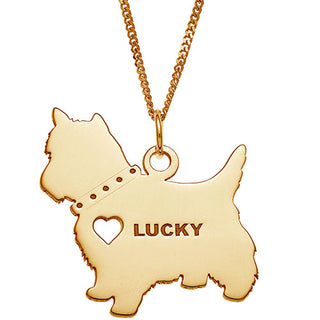 14K Gold Plated Yorkie Dog Silhouette Necklace