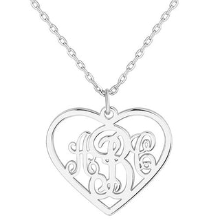 Sterling Silver Heart Monogram Pendant