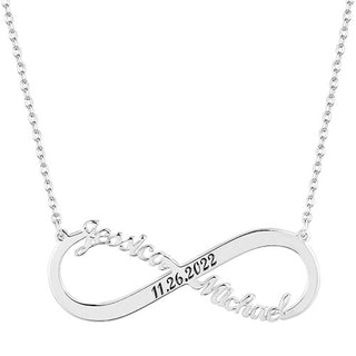 Sterling Silver Couples Dated Infinity Pendant