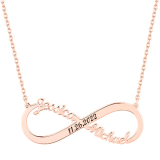Sterling Silver Couples Dated Infinity Pendant