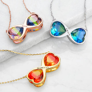 Iridescent Heart Engraved Infinity Necklace