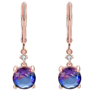 Iridescent Round Stone with CZ Accent Drop Earrings