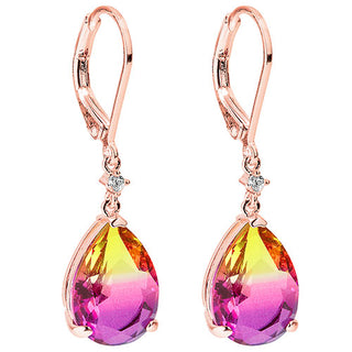 Iridescent Teardrop Stone with CZ Accent Drop Earrings