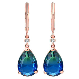 Iridescent Teardrop Stone with CZ Accent Drop Earrings