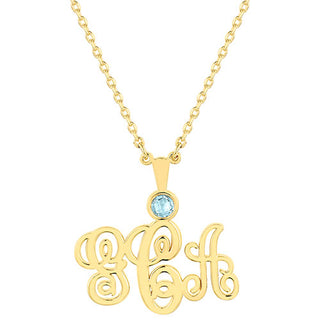 Monogram with Birthstone Necklace - Small