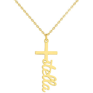 Sterling Silver Lowercase Script Name Cross Necklace