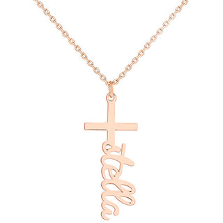 Sterling Silver Lowercase Script Name Cross Necklace
