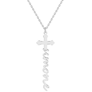 Sterling Silver Lowercase Script Name Cross Necklace