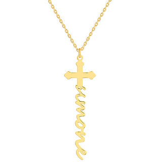 Personalized Lowercase Script Name Cross Necklace