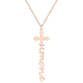Personalized Lowercase Script Name Cross Necklace