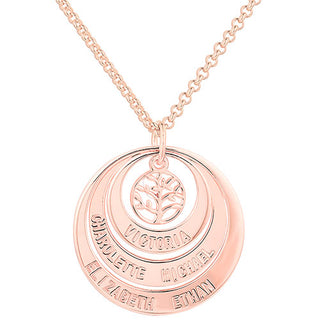 Engraved Nesting Circles with Tree of Life Necklace