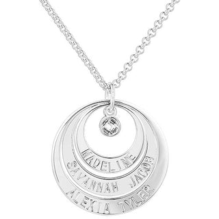 Engraved Nesting Circles with Birthstone Necklace