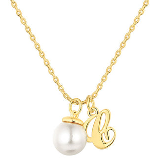 Initial and Birthstone Pearl Charm Necklace