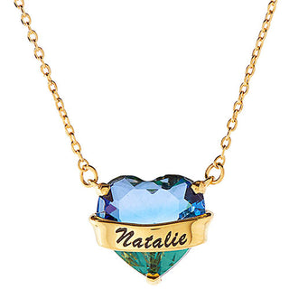 14K Gold Plated Name Wrapped Iridescent Heart Necklace