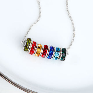 Family Birthstone Necklace with Sterling Silver Chain