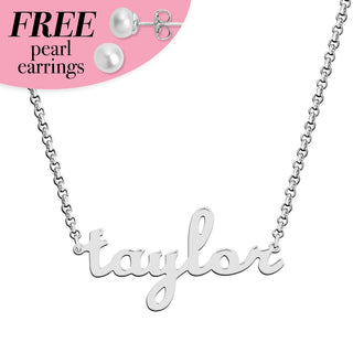 Sterling Silver Petite Lowercase Script Name Pendant