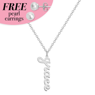 Sterling Silver Lowercase Script Name Vertical Pendant