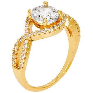 Goldtone CZ Dangle Earrings,  Ring, and Cuff Bracelet Set