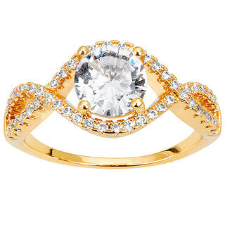 Goldtone CZ Dangle Earrings,  Ring, and Cuff Bracelet Set