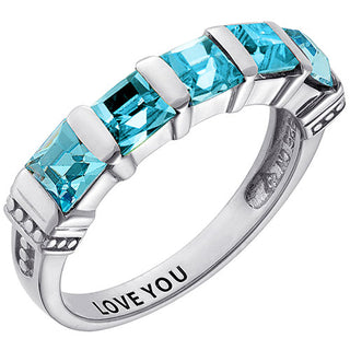 Sterling Silver 5 Stone March Birthstone Ring