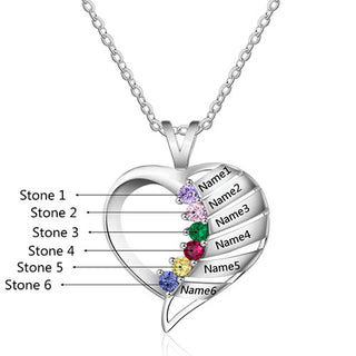 Sterling Silver Engraved Birthstone Heart Necklace