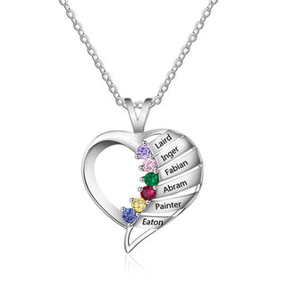 Sterling Silver Engraved Birthstone Heart Necklace