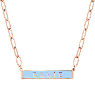 Personalized Enamel Bar on Paperclip Chain Necklace