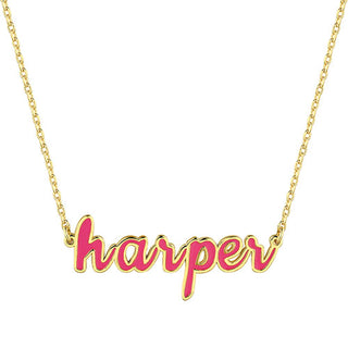 Personalized Enamel Lowercase Script Name Necklace