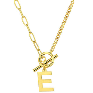 Mixed Chain Initial Charm Toggle Necklace
