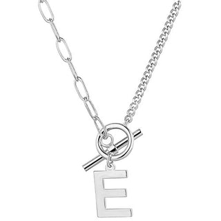 Mixed Chain Initial Charm Toggle Necklace