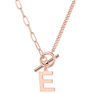 Mixed Chain Initial Charm Toggle Necklace