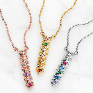 Petite Heart Family Birthstone Necklace