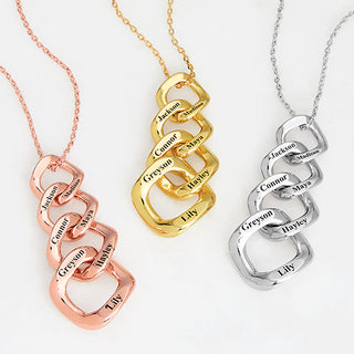 Engraved Open Link Pendant Necklace