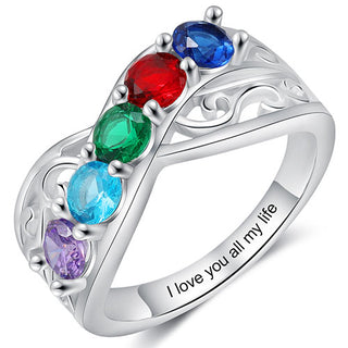 Silver Plated 5 Birthstone Filigree Crossover Ring