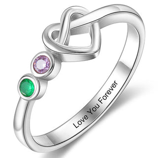 Silver Plated 2 Birthstone Love Knot Ring