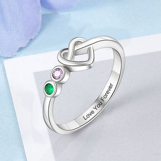 Silver Plated 2 Birthstone Love Knot Ring