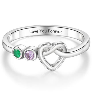 Silver Plated 2 Birthstone Love Knot Ring