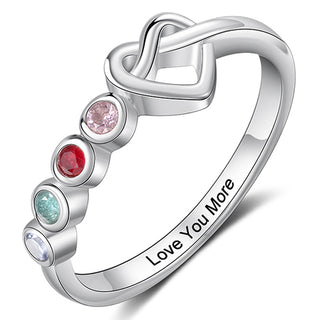 Silver Plated 4 Birthstone Love Knot Ring