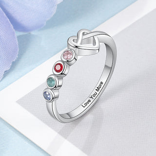 Silver Plated 4 Birthstone Love Knot Ring