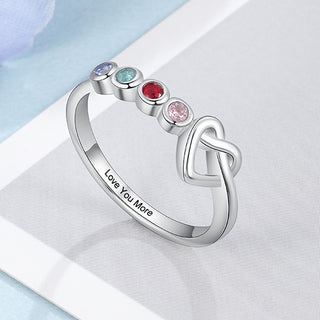 Silver Plated 4 Birthstone Love Knot Ring