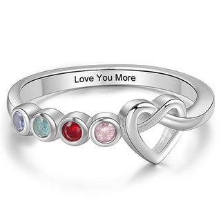 Silver Plated 4 Birthstone Love Knot Ring