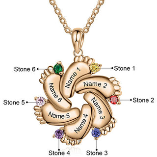 Rose Gold Plated Engraved Birthstone Footprint Necklace