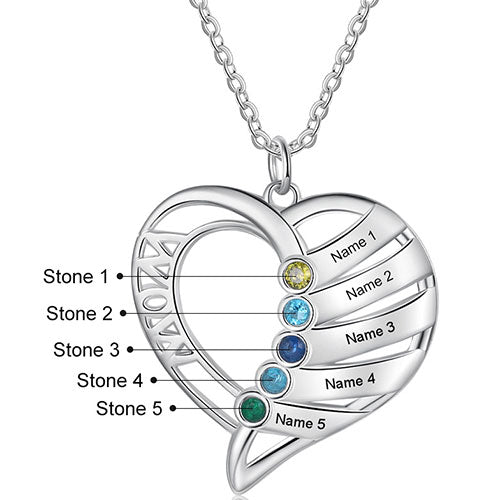 Mom Heart Birthstone Necklace – Limoges Jewelry - Main Image