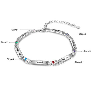 Silver Plated Engraved Bar and Infinity Birthstone Bracelet