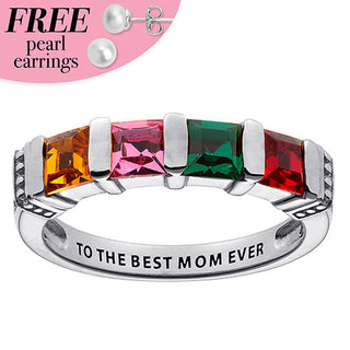 Personalized Square Birthstone Ring - 4 Stones