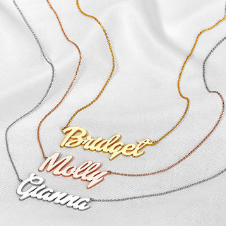 Plated Medium Bold Script Name Necklace