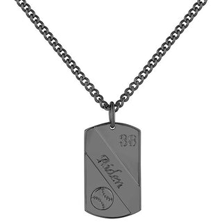 Engraved Banner Baseball Dog Tag 20 Necklace